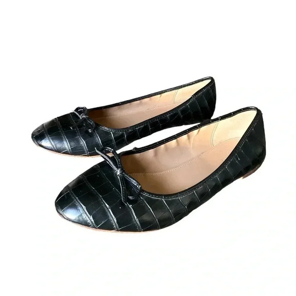 J. Crew Factory Black Croc-Embossed Flats - Picture 3 of 9